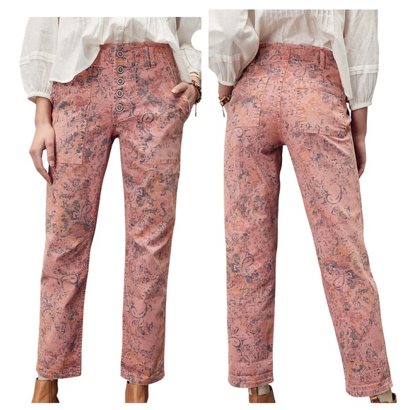Anthropologie Pants - Anthropologie Wanderer Trouser Pant Floral High Rise Button Fly Utility Women 27